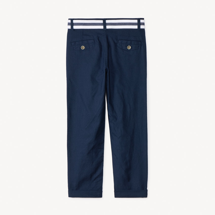 Pantalón recto de tela con cinturón para niño 