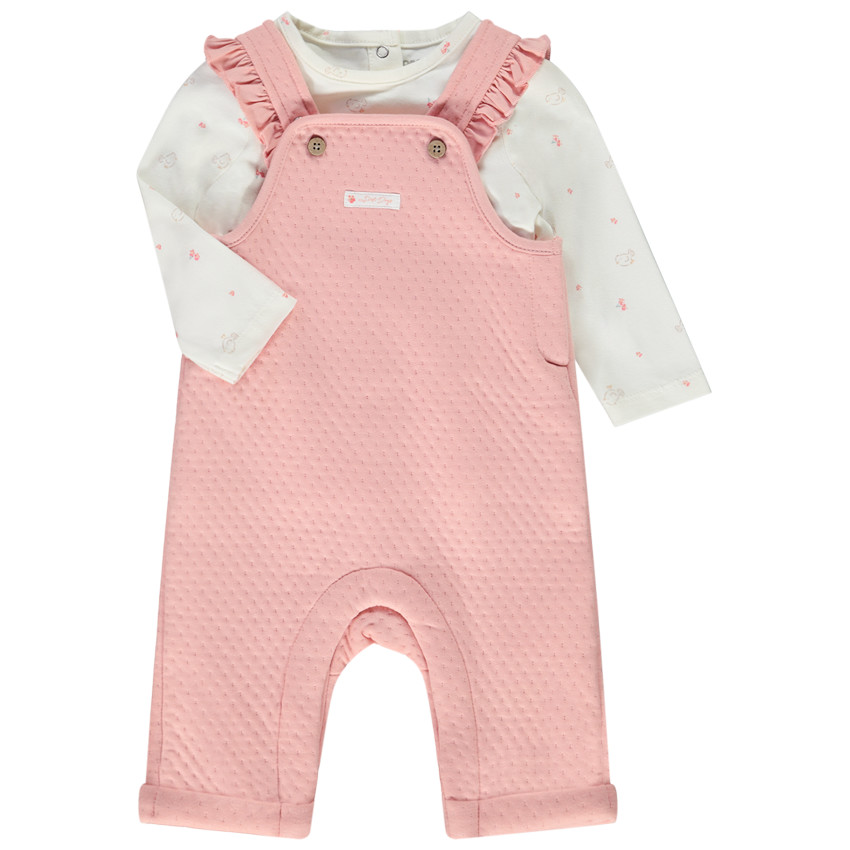 Conjunto 2 piezas con peto para bebé niña 