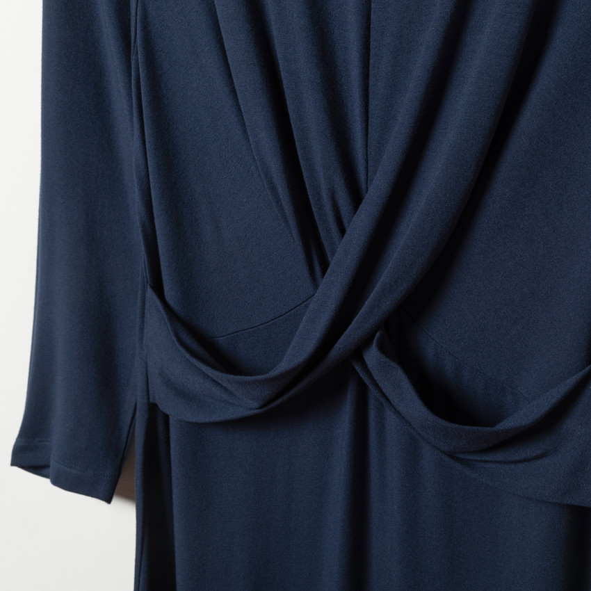 Vestido de embarazo de manga larga azul marino 