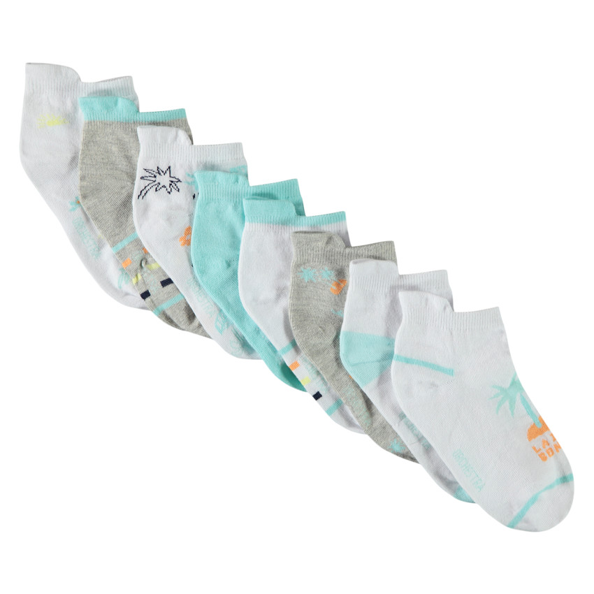 Pack de 8 pares de calcetines cortos de fantasía niño 