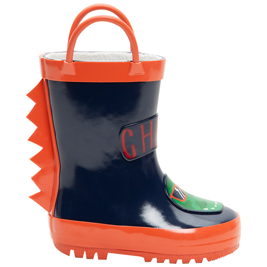 Botas de lluvia de caucho con asas y parche de dinosaurio de la 24 a la 29 