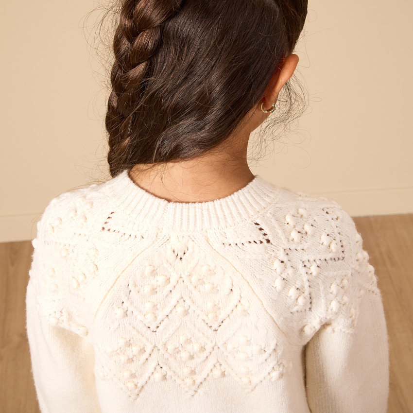 Vestido de punto con lurex y mangas largas para niña 