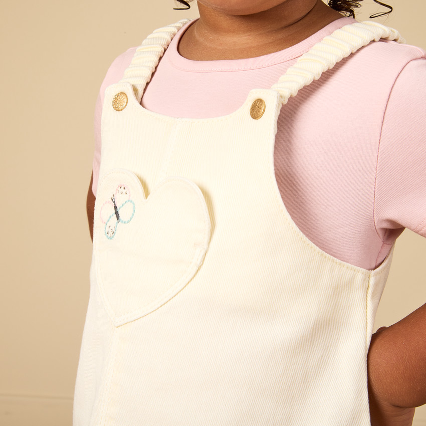 Vestido peto con bordado de mariposa para bebé niña 