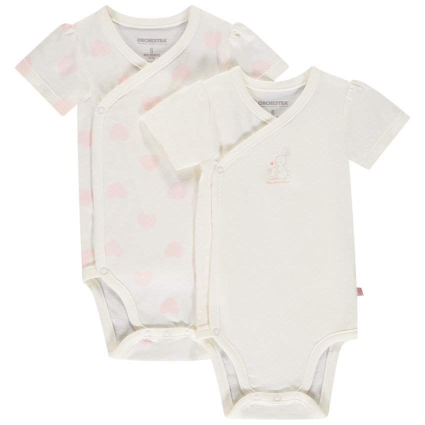 Lote de 2 Bodies de manga corta con diseño para niña bebé 