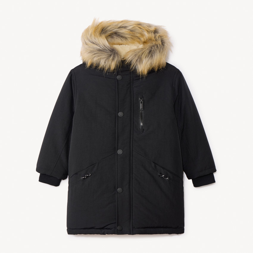 Parka con capucha y pelo sintético desmontable para niño 