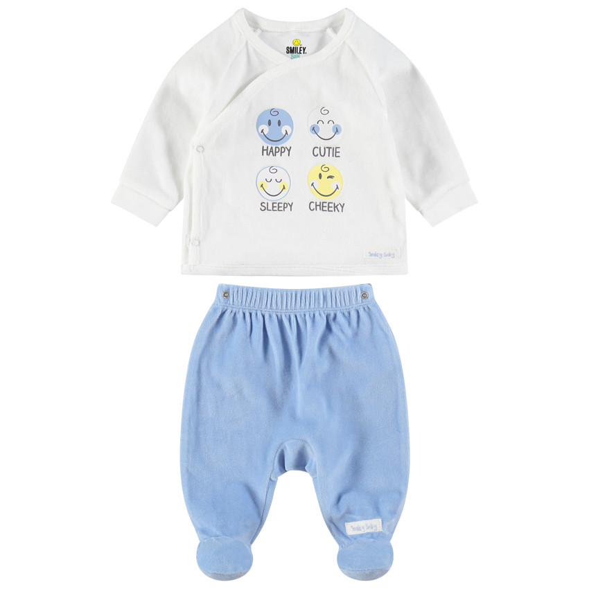 Pijama bicolor terciopelo Smiley Baby 