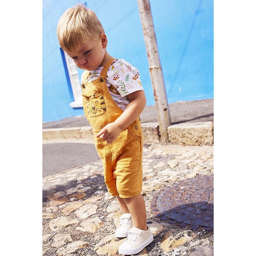 Salopette courte print ludique tigre pour bébé garçon 
