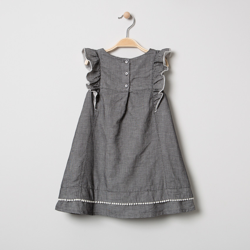 Vestido de manga corta de cambray con gato bordado  Additional Vestido de manga corta de cambray con gato bordado