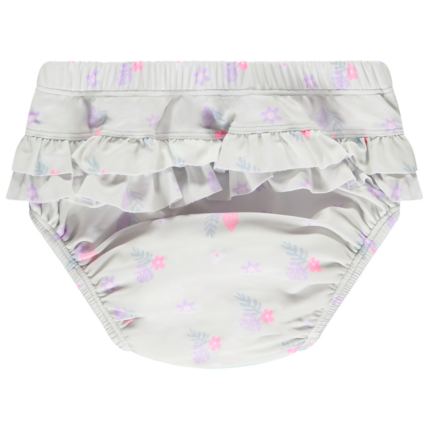 Culotte de baño de capa impresa con volantes para niña 