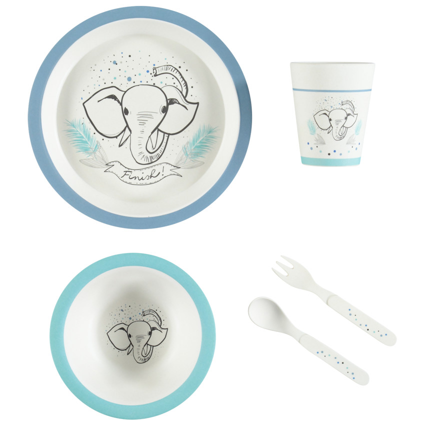 Conjunto para comer de bamboo 5 piezas - Elefante Main Conjunto para comer de bamboo 5 piezas - Elefante