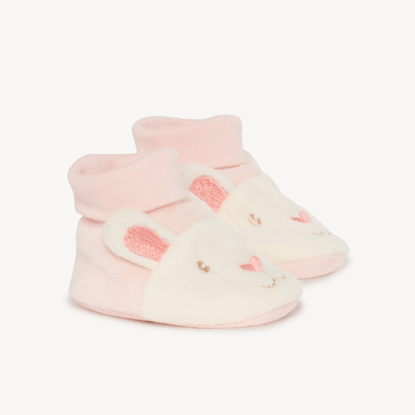 Par de patucos divertidos de terciopelo para bebé niña 