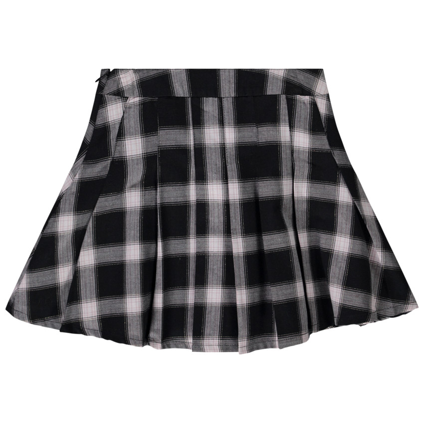 Falda a cuadros en lurex plateado para niña 