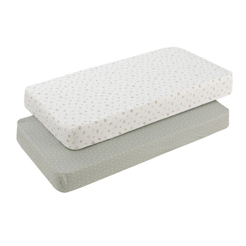 Sábana bajera cuna 60x120 cm Pack 2 uds. Calma verde 