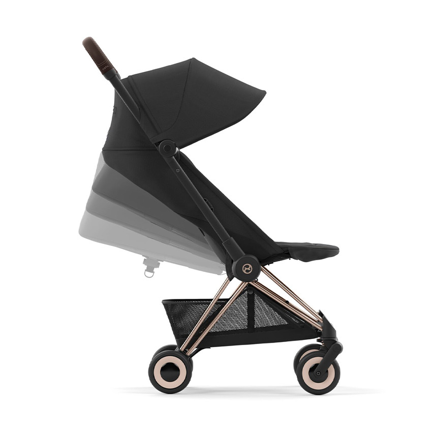 Silla de paseo ultracompacta Coya chasis rose gold color sepia black 