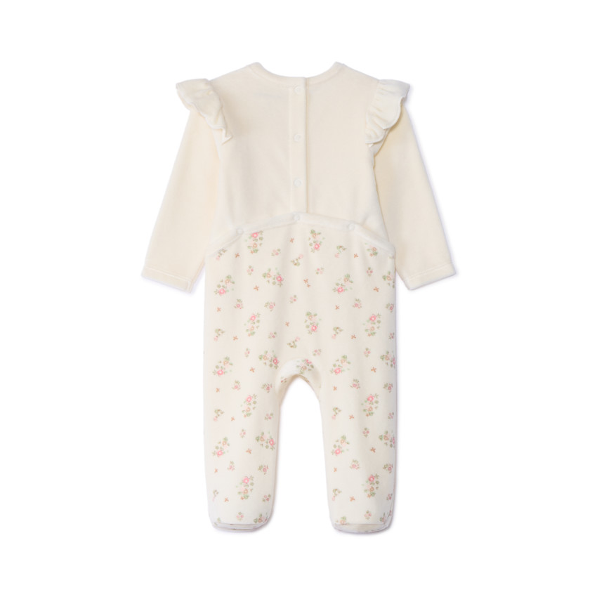 Pelele de terciopelo efecto 2 en 1 con estampado de flores para bebé niña 
