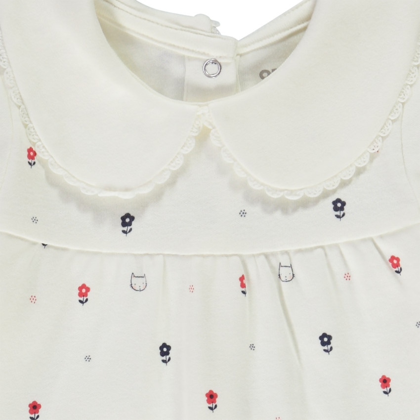 Pelele con cuello marinero estampado flores/gatos para bebé niña 