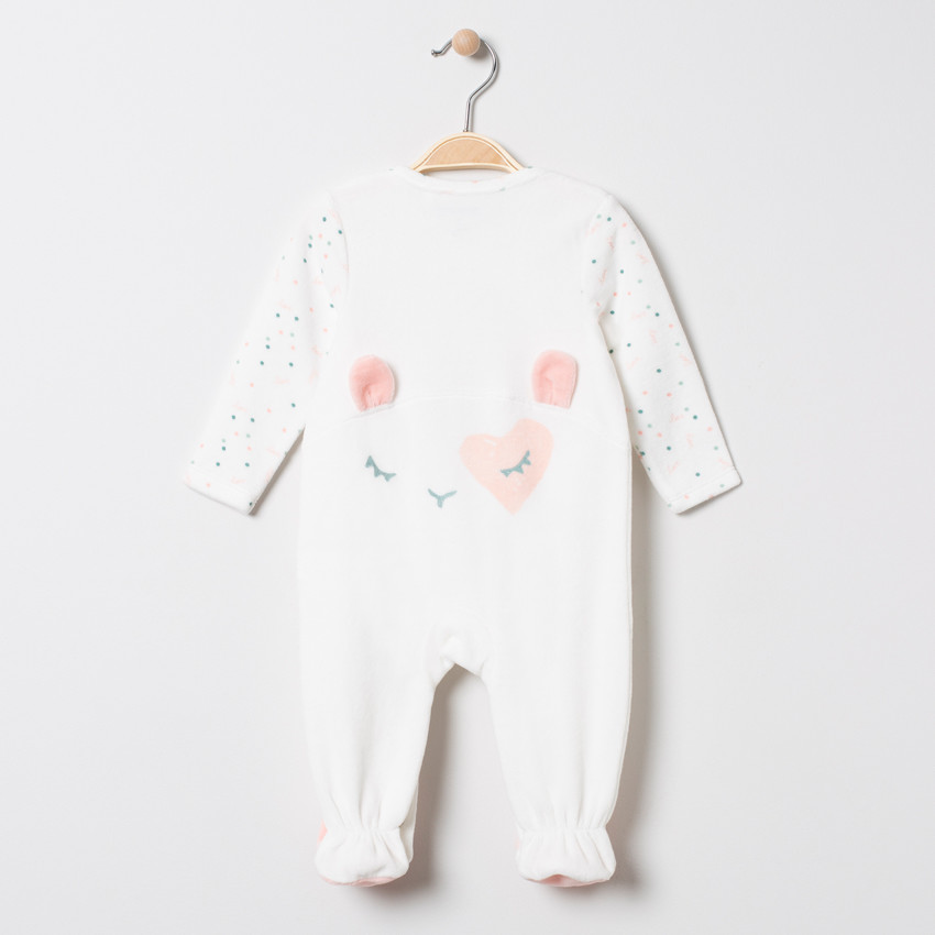 Pelele de  terciopelo estampado conejos 