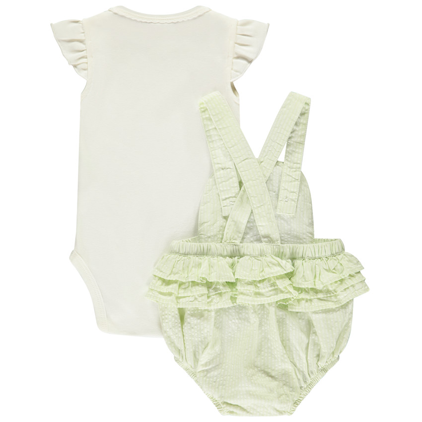 Conjunto de 2 piezas con pelele a rayas para bebé niña 