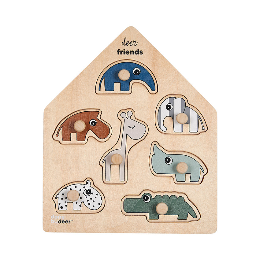 Juguete encajable - Puzzle de madera 7 piezas animales +12m 