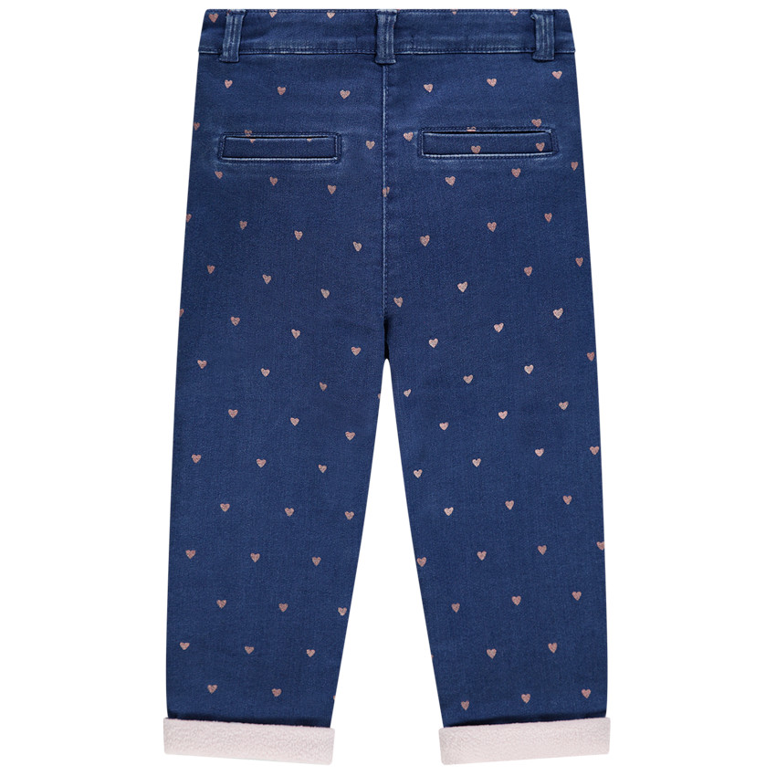 Vaqueros con efecto desgastado all over y forro de borreguillo 