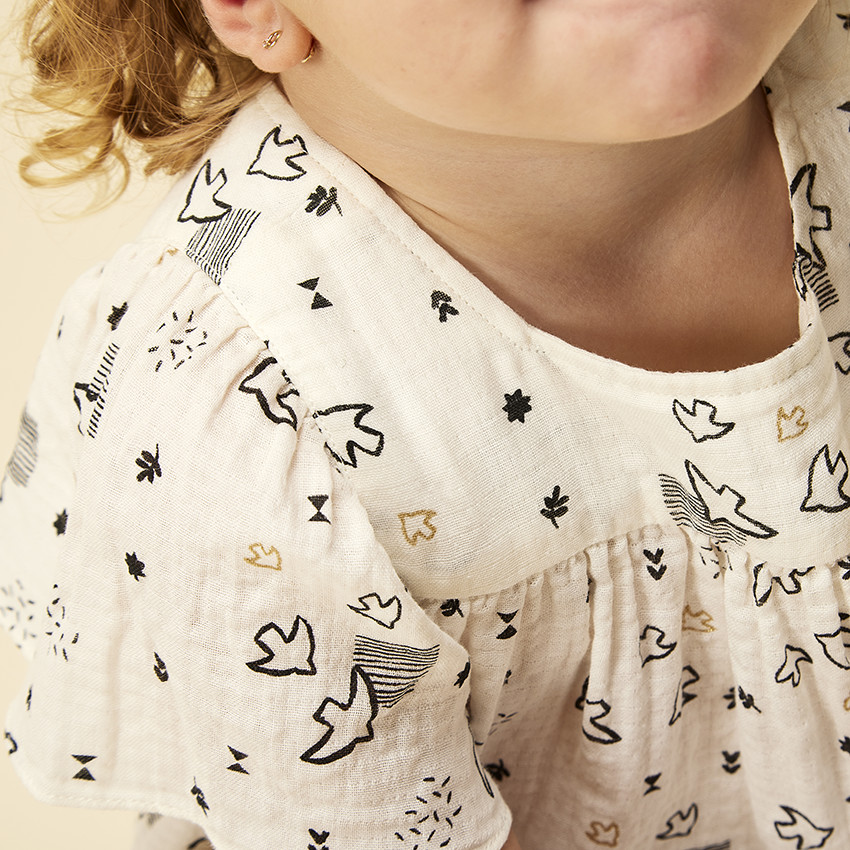 Vestido de manga corta con estampado de pájaros para bebé niña  Additional Vestido de manga corta con estampado de pájaros para bebé niña