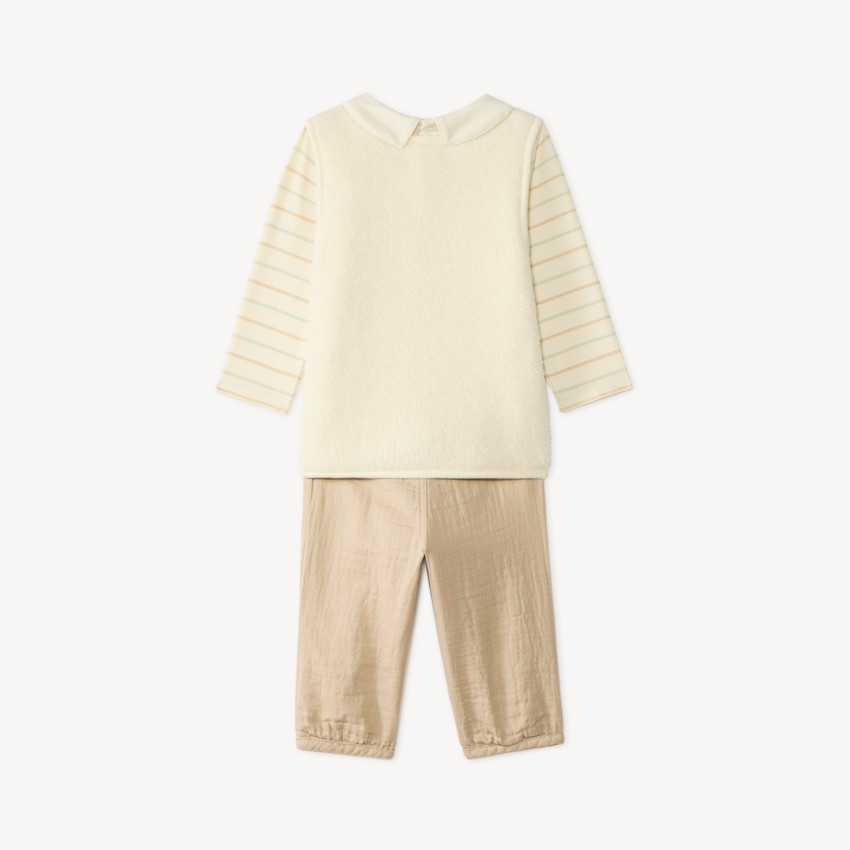 Conjunto largo de 3 piezas para bebé niño con chaleco de sherpa 