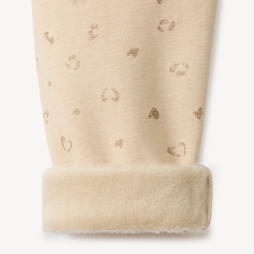 Legging con estampado de purpurina y forro de sherpa para niña 