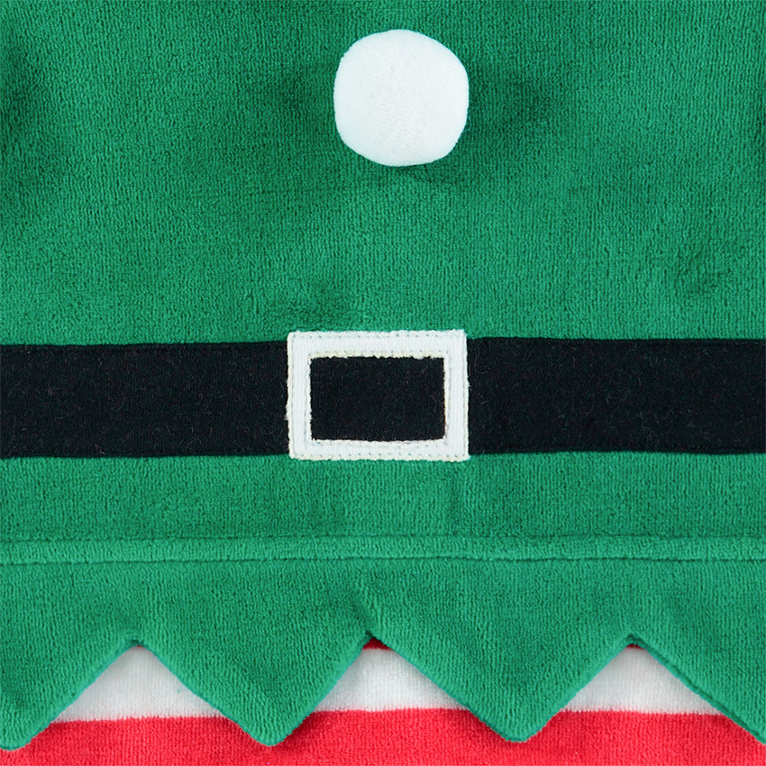 Pijama de terciopelo de duende de estilo navideño con gorro a rayas 