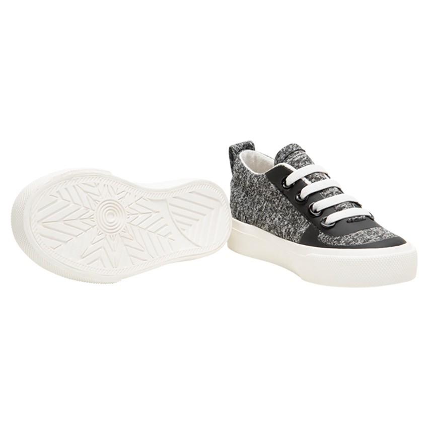 Zapatillas bajas de lona moteadas con cordones y suela con volumen 