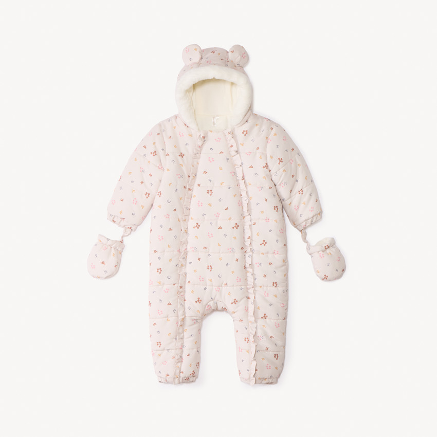 Combi-pilote imprimé fleurs pour bébé fille avec finitions différentes selon l'âge 