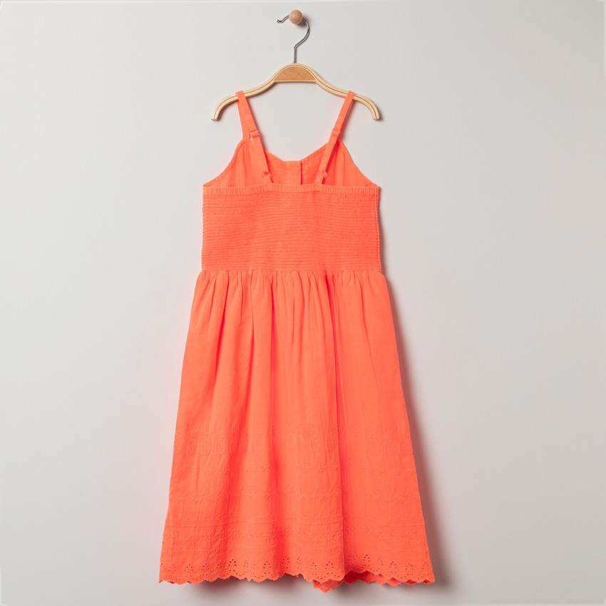 Robe à fines bretelles ajustables et motifs brodés all-over pour fille 