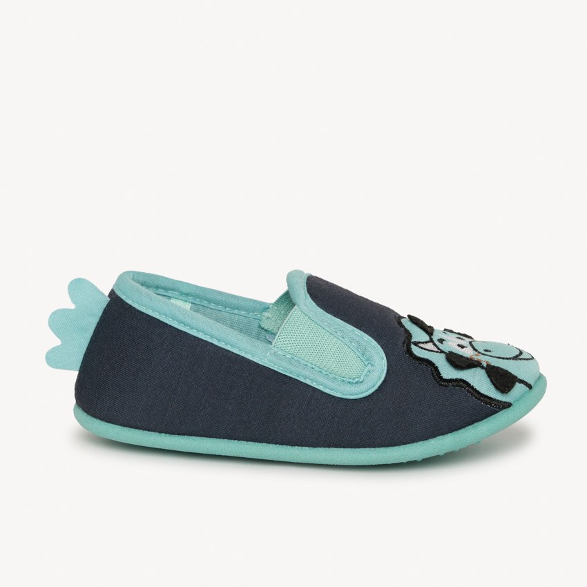 Zapatillas bajas negras con bordes azules y parche bordado de dinosaurio niño 