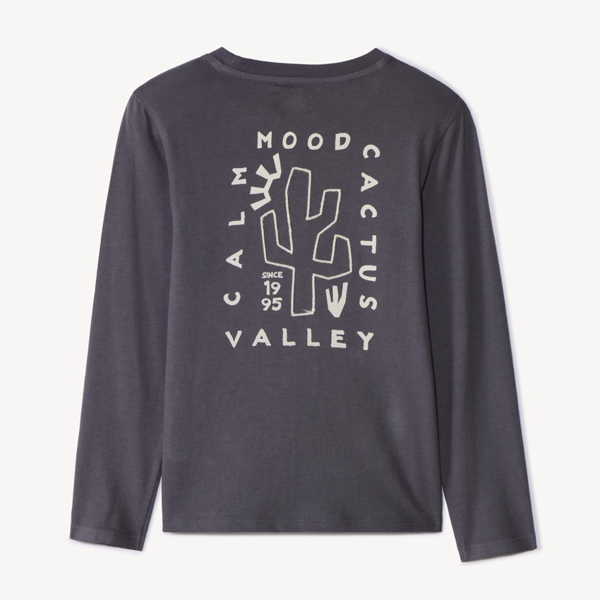 Camiseta de manga larga con bordado de cactus para niño 