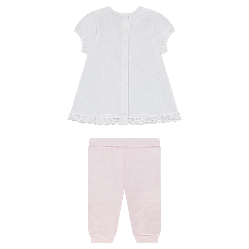 Conjunto de pantalón y túnica con volantes y conejo estampado 