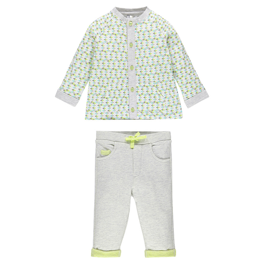 Conjunto chaleco con estampado pantalón de tejido de punto 