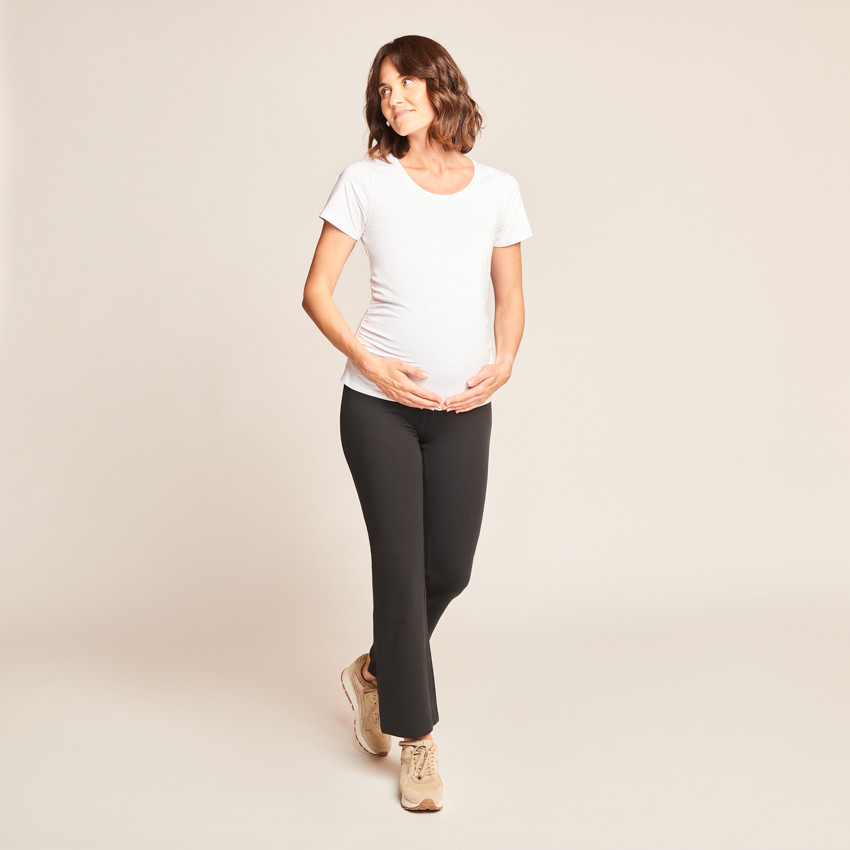 Pantalones para embarazada de corte ancho con banda alta 