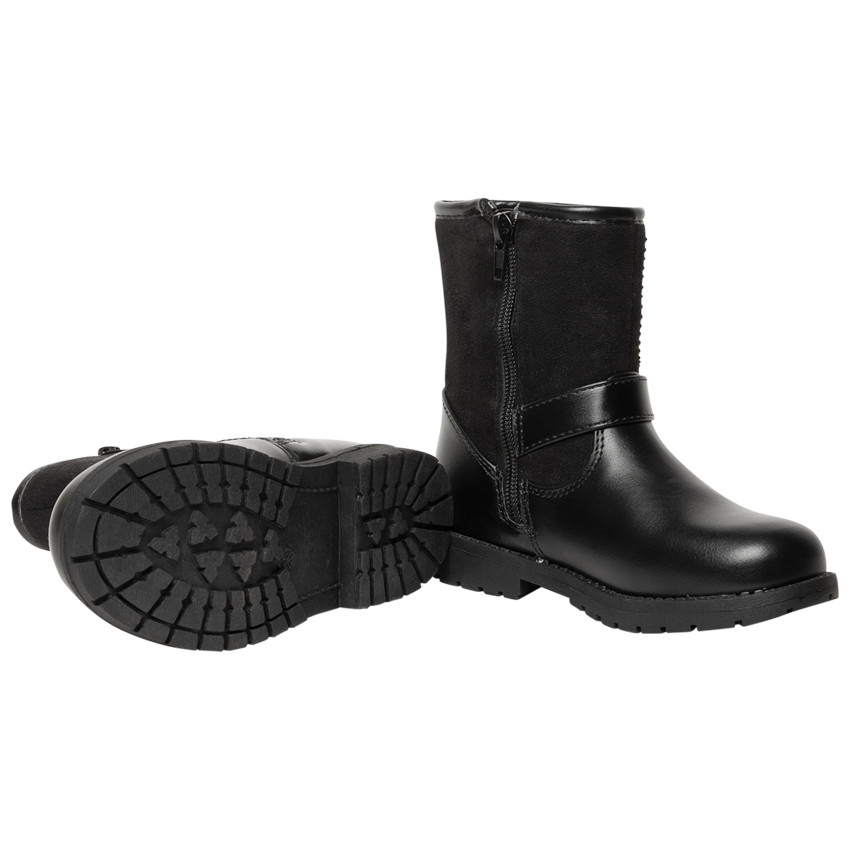 Botines negros con strass y hebilla decorativa para niña 