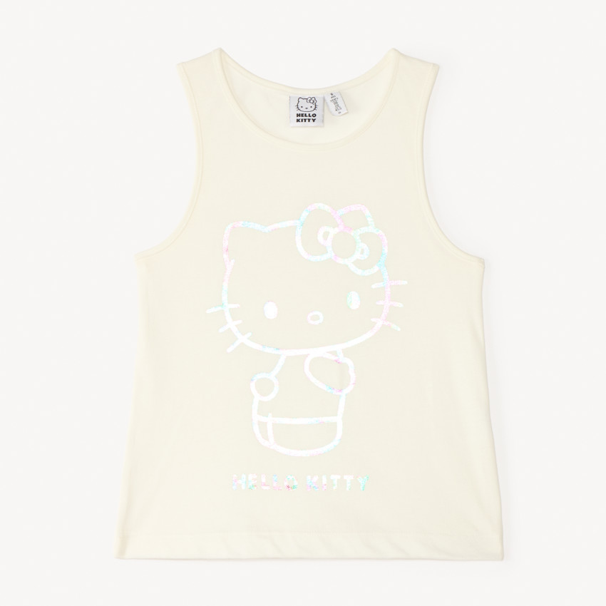 Camiseta sin mangas de Hello Kitty iridiscente para niña. 