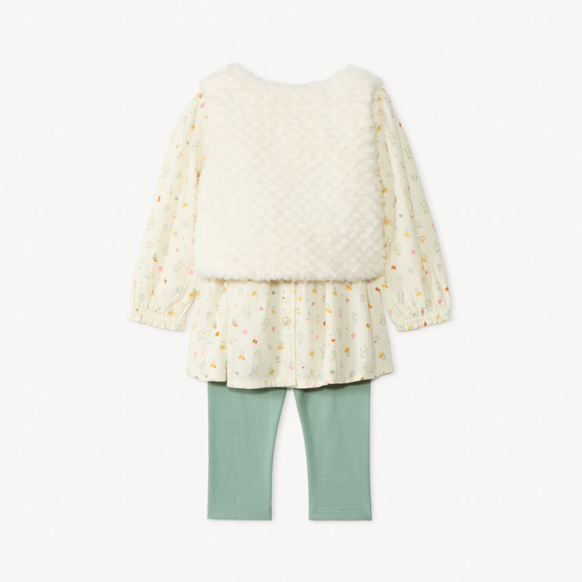Ensemble 3 pièces avec tunique fleurie pour bébé fille 