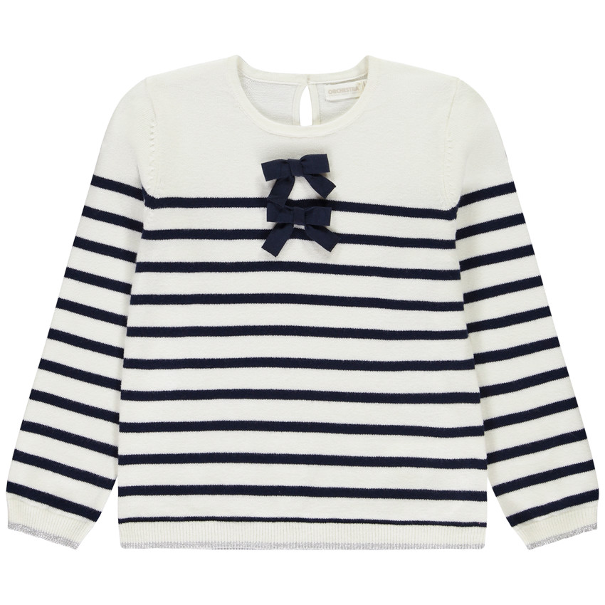 Jersey marinière con nudos fantasía para niña 