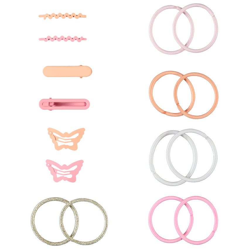 Pack de 6 clips + 10 gomas de colores para niña 