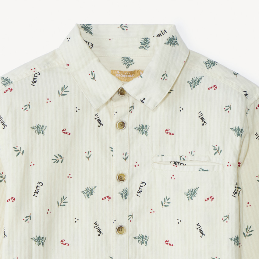 Chemise manches longues imprimé Noël pour garçon 