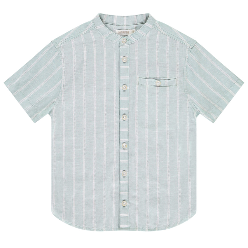 Camisa de manga corta a rayas con cuello mao para niño 