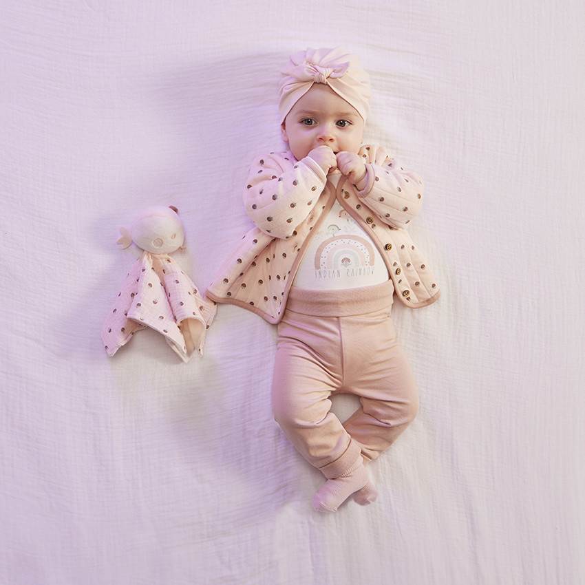 Conjunto de 4 piezas con turbante para bebé niña 