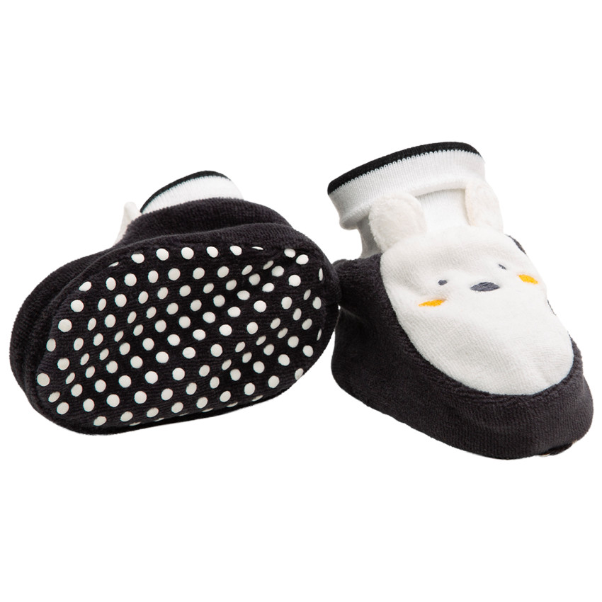 Patucos de terciopelo con forma de osito con orejas de relieve 