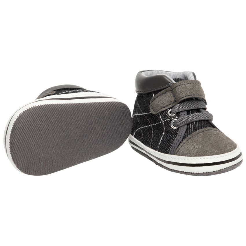 Zapatillas altas de lona con cordones y velcro para bebé niño 