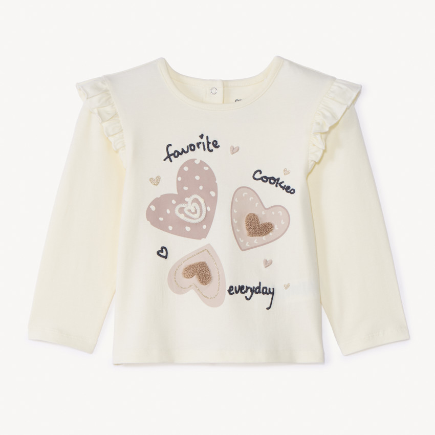 Camiseta de manga larga con corazones para niña bebé 