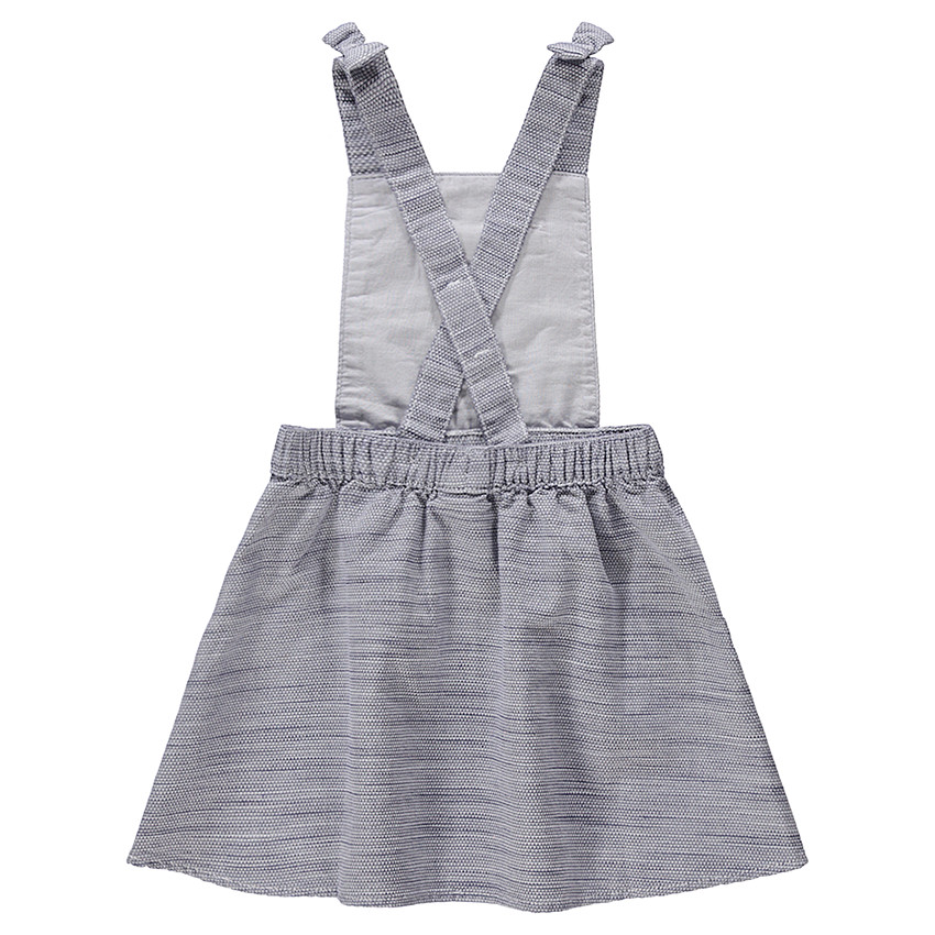 Vestido de algodón de fantasía con bolsillos y pompones de colores 