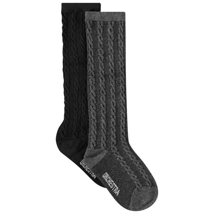 Pack de 2 pares de calcetines altos en punto trenzado para niña. 
