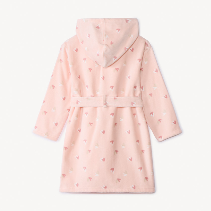 Peignoir de bain en éponge imprimé cœurs pour fille 